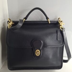 Coach Vintage Willis Black Leather Crossbody/Satchel/Top Handle Bag 9927
